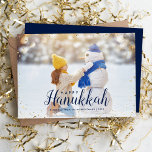 Happy Hanukkah | Glitz Faux Glitter Photo Overlay Holiday Card<br><div class="desc">Affordable custom printed holiday photo cards with simple templates for customisation. This chic modern design has a faux glitter confetti border and stylish calligraphy text. The wording says "Happy Hanukkah". Personalise it with your photos and add your family name and the year. Reverse side has space for additional photos and...</div>