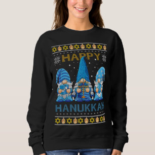 Happy Hanukkah Gnome Gnomies Menorah Pajama Ugly S Sweatshirt