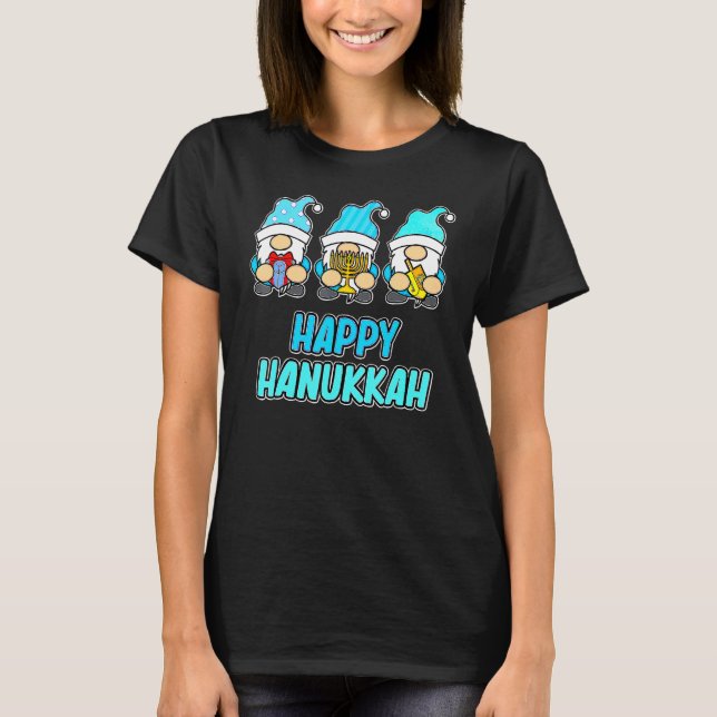 Happy Hanukkah Gnomes Jewish Jew Family Men Women  T-Shirt (Front)