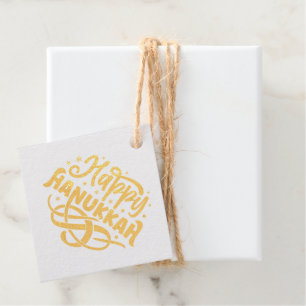 Happy Hanukkah   Gold Favour Tags