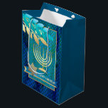 Happy Hanukkah. Gold Menorah and Star of David  Medium Gift Bag<br><div class="desc">Happy Hanukkah. Star of David,  Menorah and Olive Branches Gold Foil Design Hanukkah Gift Bags. Matching cards,  party invitations and gifts available in the Jewish Holidays / Hanukkah Category of our store.</div>