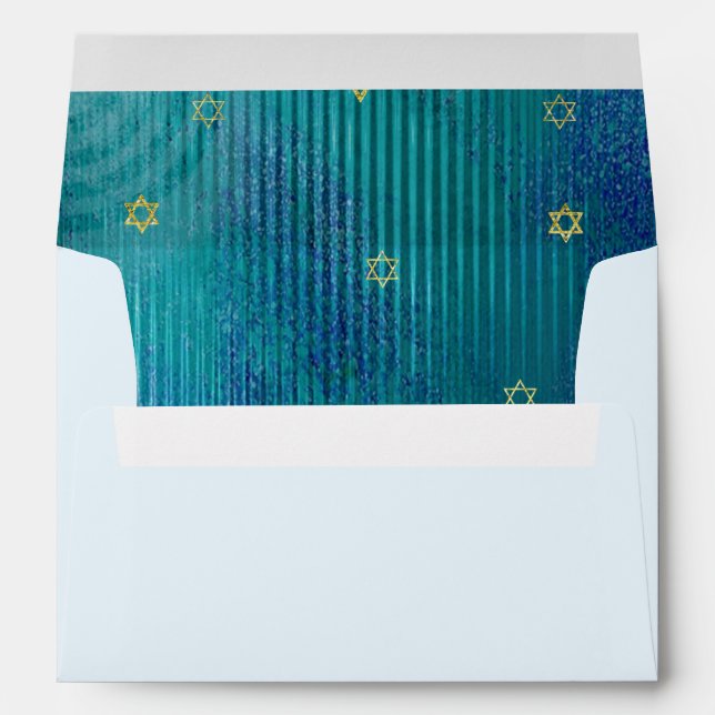 Happy Hanukkah. Gold Menorah Custom Envelopes (Back (Bottom))