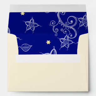 Happy Hanukkah. Gold Menorah & Floral Pattern Envelopes