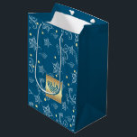 Happy Hanukkah. Gold Menorah & Floral Pattern Medium Gift Bag<br><div class="desc">Happy Hanukkah. Gold Foil Menorah and Floral Pattern design Hanukkah | Any Jewish Celebration Gift Bags. Matching cards,  party invitations and gifts available in the Jewish Holidays / Hanukkah Category of our store.</div>