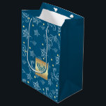 Happy Hanukkah. Gold Menorah & Floral Pattern Medium Gift Bag<br><div class="desc">Happy Hanukkah. Gold Foil Menorah and Floral Pattern design Hanukkah | Any Jewish Celebration Gift Bags. Matching cards, party invitations and gifts available in the Jewish Holidays / Hanukkah Category of our store.</div>