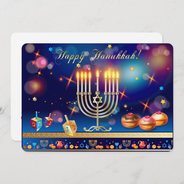 Happy Hanukkah Gold Menorah Jewish Holiday (Front/Back)