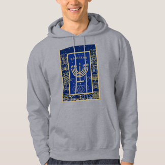 Happy Hanukkah Gold Menorah Jewish Holiday Hoodie
