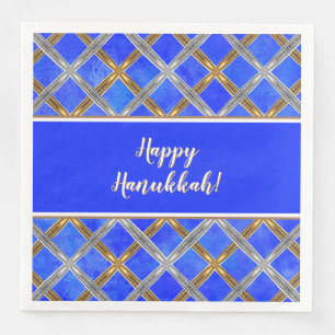 Happy Hanukkah Gold, Silver, and White Laced Napkin