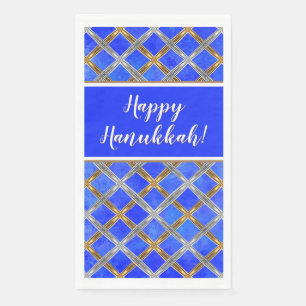 Happy Hanukkah Gold, Silver, and White Laced Napkin