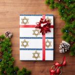 Happy Hanukkah Gold Star of David White Blue Wrapping Paper<br><div class="desc">Elevate your Hanukkah gifting with our gold Star of David on white and blue background wrapping paper! This wrapping paper is like a touch of holiday magic for your presents. Each sheet is adorned with the radiant Star of David, making your gifts truly shine during the Festival of Lights. The...</div>