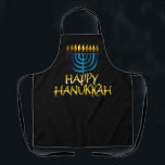 Happy Hanukkah Gold Teal Menorah Apron<br><div class="desc">Happy Hanukkah Gold Teal Menorah Apron</div>