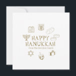 Happy Hanukkah gold white custom family name card<br><div class="desc">Happy Hanukkah,  customise family name greeting card.
Happy Hanukkah,  Happy Chanukah,  Hanukkah Sameach!,  Chag Sameach!,  Chag Urim Sameach!
faux gold and white</div>