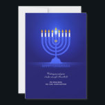 Happy Hanukkah Greeting Card<br><div class="desc">A beautiful Hanukkah greeting card with a royal blue background and a lit menorah. (Holiday Vectors by Vecteezy). The card is easy to customise with your wording, font, font colour, paper shape and choice of paper type. Not exactly what you're looking for? All our products can be custom designed to...</div>