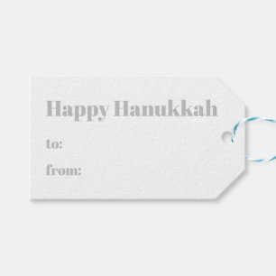 Happy Hanukkah grey white to from modern Gift Tags