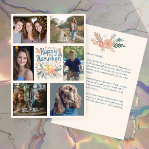HAPPY HANUKKAH Hand-Drawn CUSTOM 6 PHOTO Holiday Card