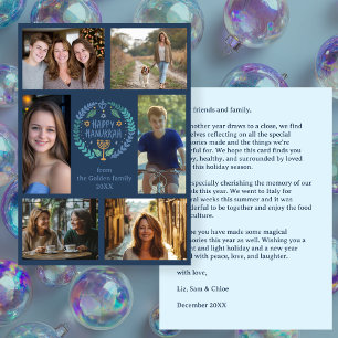 HAPPY HANUKKAH Hand-Drawn CUSTOM 6 PHOTO  Holiday Card