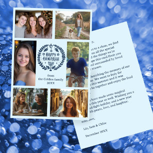 HAPPY HANUKKAH Hand-Drawn CUSTOM 6 PHOTO  Holiday Card
