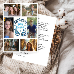 HAPPY HANUKKAH Hand-Drawn CUSTOM 6 PHOTO Holiday Card