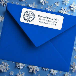 HAPPY HANUKKAH Hand-Drawn Holiday return address 