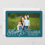 Happy Hanukkah | Hanukkah Card<br><div class="desc">This two photo Hanukkah card says "Happy Hanukkah" with modern and trendy fonts.  Add a photo to the back. Choose a die-cut shape or textured paper for an extra special card.</div>