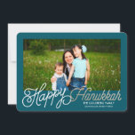 Happy Hanukkah | Hanukkah Card<br><div class="desc">This two photo Hanukkah card says "Happy Hanukkah" with modern and trendy fonts.  Add a photo to the back. Choose a die-cut shape or textured paper for an extra special card.</div>