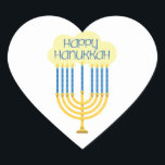 Happy Hanukkah Heart Sticker<br><div class="desc">Celebrate Hanukkah with this Menorah with candles.</div>