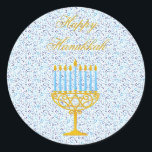 HAPPY HANUKKAH Hebrew CUSTOMIZABLE Stickers<br><div class="desc">HAPPY HANNUKAH Holiday Gift Stickers with Stars of David, Menorah and Hebrew Letters - Boasting undeniable classy style this unique Hanukkah gift stickers are perfect to bring smile on the faces your friends and family during the Holiday season !!! This is a beautiful Hanukkah gifts accessory that has a wonderful...</div>
