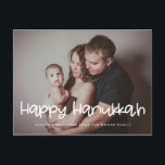 Happy Hanukkah holiday family photo Postcard<br><div class="desc">A modern typography for this photo cards collection. To customise with your favourite family picture. You can also easily change the colour of the font to your liking.</div>