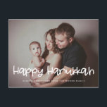 Happy Hanukkah holiday family photo Postcard<br><div class="desc">A modern typography for this photo cards collection. To customise with your favourite family picture. You can also easily change the colour of the font to your liking.</div>