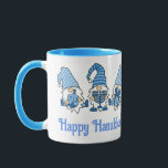 Happy Hanukkah Holiday Gnome  Mug<br><div class="desc">Did you know there were Hanukkah Gnomes? This super cute mug in blue and white is so fun for the 8 days of Hanukkah! Perfect for hot chocolate, coffee or tea with your Jelly Doughnuts, or fill it with Hanukkah gelt (gold foil wrapped chocolate coins), dreidels, rugelah, spicy herbal tea...</div>