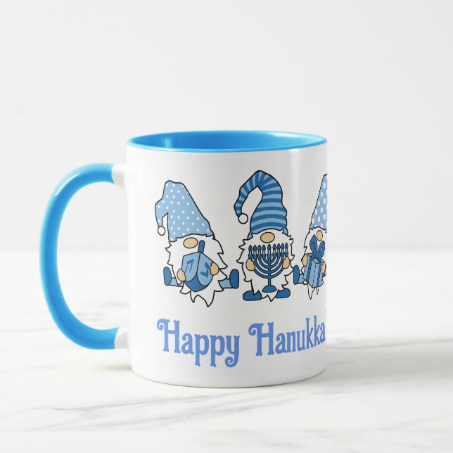Happy Hanukkah Holiday Gnome  Mug (Left)