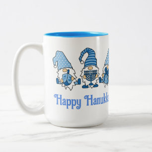 Happy Hanukkah Holiday Gnome Two-Tone Coffee Mug