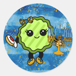 Happy Hanukkah Holiday Pickle   Classic Round Sticker