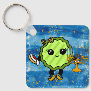 Happy Hanukkah Holiday Pickle    Key Ring