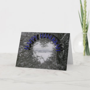 Happy Hanukkah Holidays White Winter Snow Photo Holiday Card