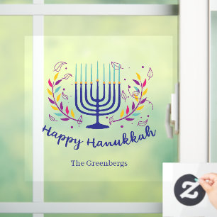 Happy Hanukkah Home Decor Personalised Colourful Window Cling
