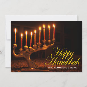 Happy Hanukkah - Illuminated Nine Candle Menorah Holiday Card