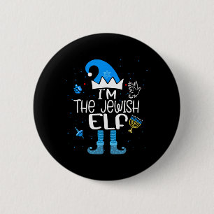 Happy Hanukkah I'm The Jewish Elf Family Christmas 6 Cm Round Badge