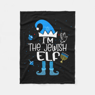 Happy Hanukkah I'm The Jewish Elf Family Christmas Fleece Blanket