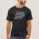 Happy Hanukkah in white and blue T-Shirt<br><div class="desc">Happy Hanukkah in white and blue</div>