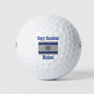Happy Hanukkah Israel Flag Custom Name Golf Balls