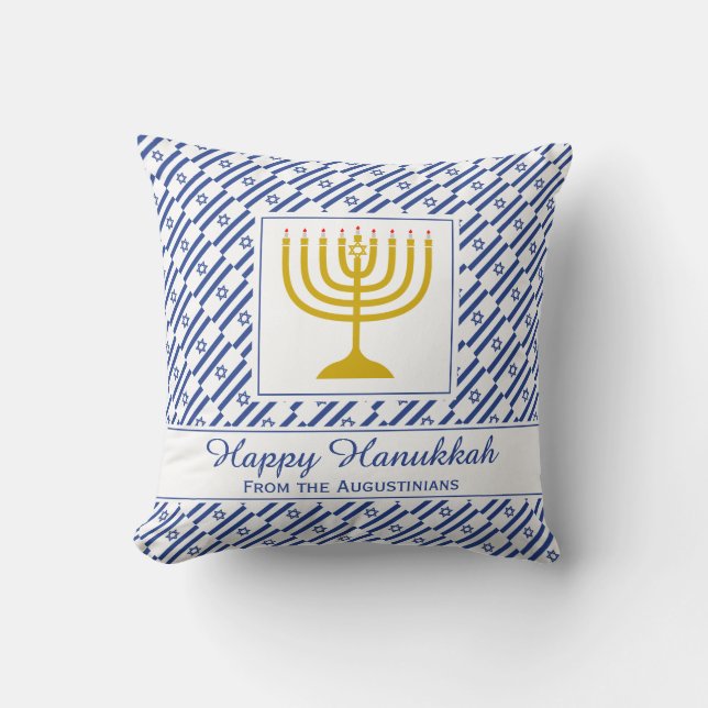 HAPPY HANUKKAH Israeli Flag Personalised Cushion (Front)