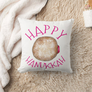 Happy Hanukkah Jelly Doughnut Doughnut Sufganiyot Cushion