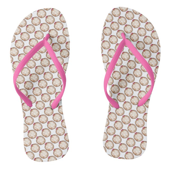 Happy Hanukkah Jelly Doughnut Doughnut Sufganiyot Flip Flops (Footbed)