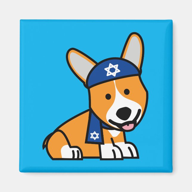 Happy Hanukkah Jewish Corgi Corgis Dog Puppy Magnet (Front)