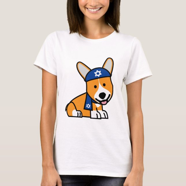 Happy Hanukkah Jewish Corgi Corgis Dog Puppy T-Shirt (Front)