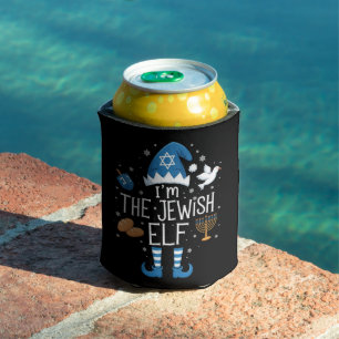 Happy Hanukkah Jewish Elf Family Group Christmas Can Cooler