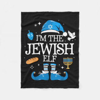 Happy Hanukkah Jewish Elf Family Group Christmas Fleece Blanket