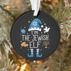 Happy Hanukkah Jewish Elf Family Group Christmas Ornament