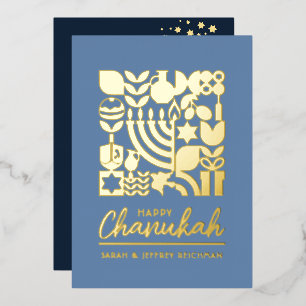 Happy Hanukkah Jewish Greeting Foil Holiday Card